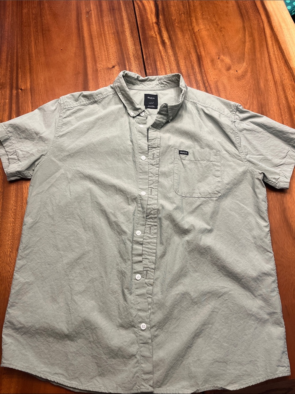 RVCA Short Sleeve Button-Down Shirt in Sage Green